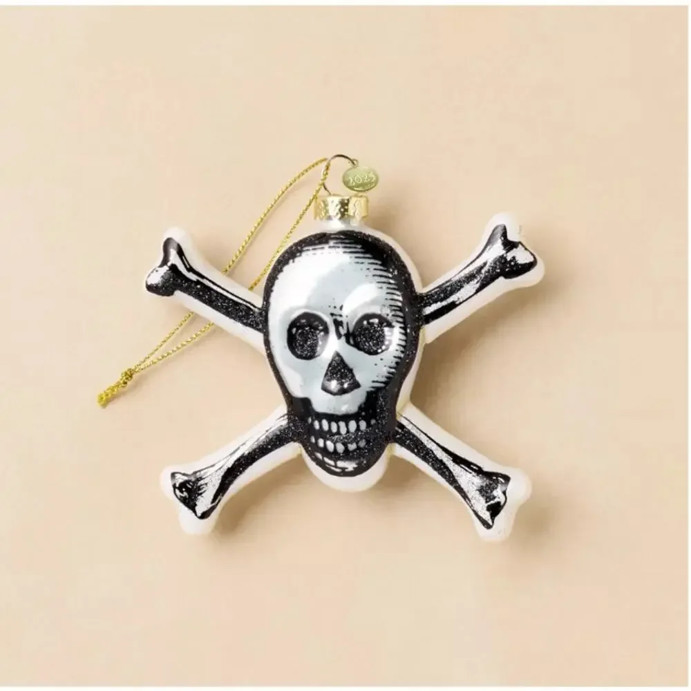 JOHN DERIAN Skull & Crossbones Glass Christmas Halloween Ornament Target 2025